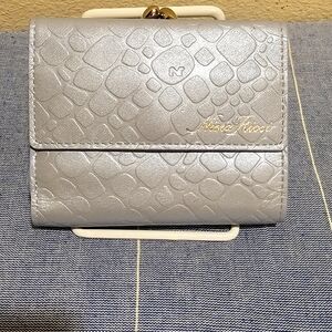 Nina Ricci slate Blue wallet with kiss lock